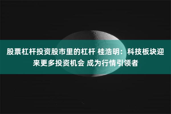 股票杠杆投资股市里的杠杆 桂浩明：科技板块迎来更多投资机会 成为行情引领者